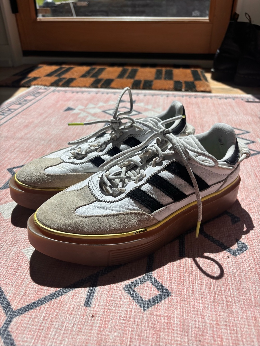 IVY PARK adidas White Sneaker with Black Logo and Lime Insole
